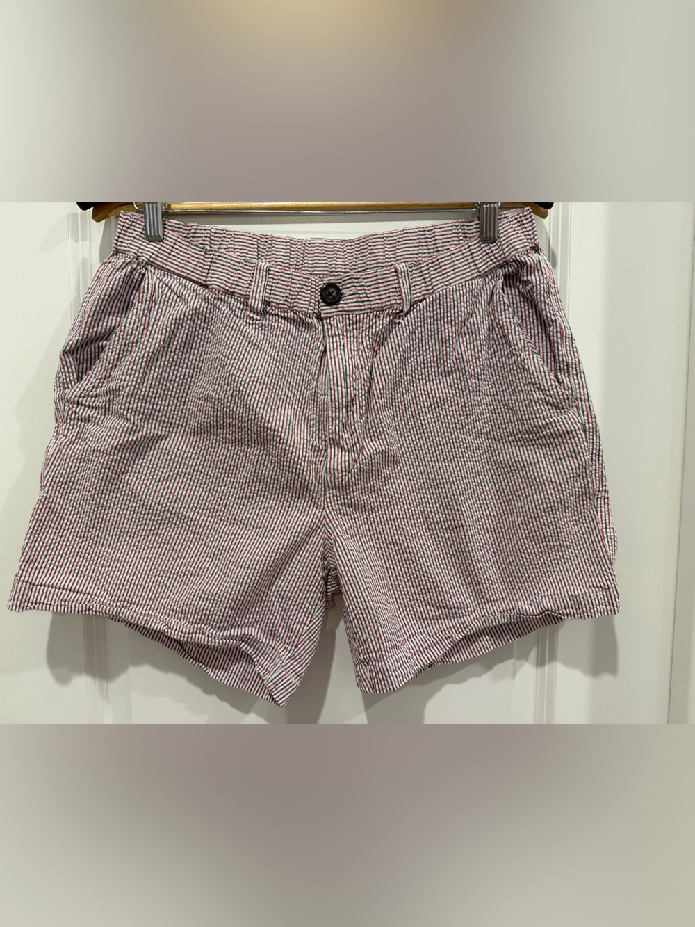 Chubbies Men's Striped Seersucker Shorts - Red White Blue